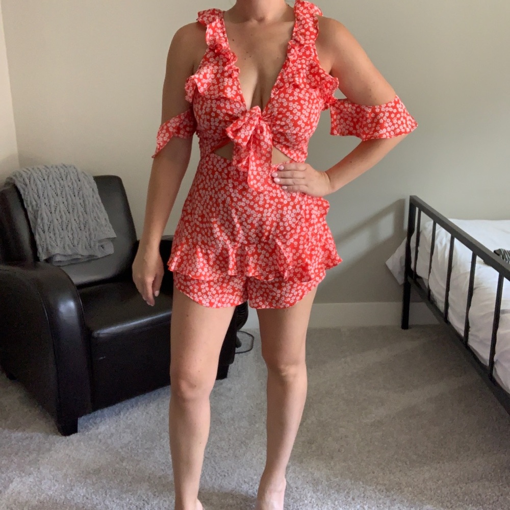 Layered ruffle romper